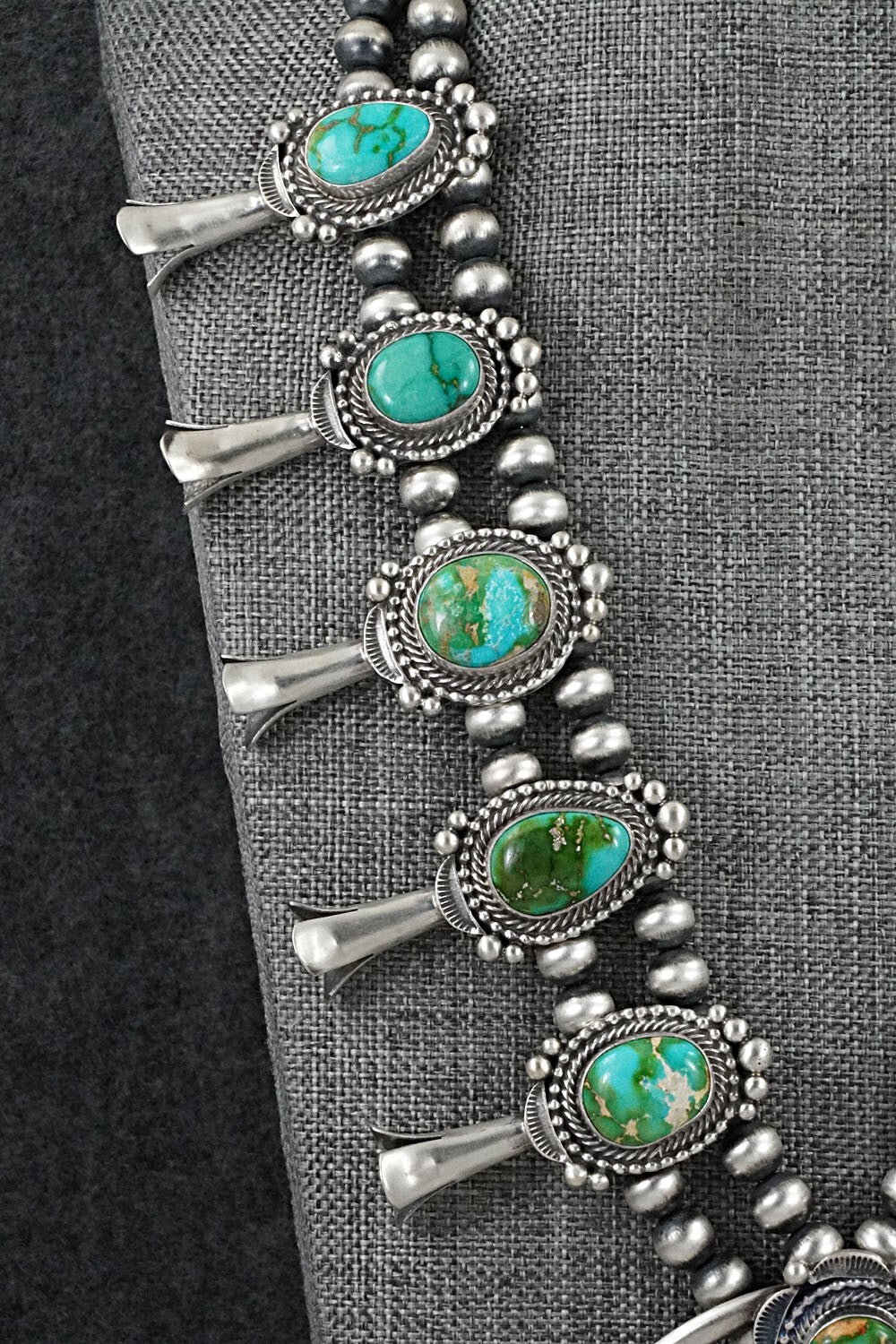 Turquoise & Sterling Silver Squash Blossom Set - Tom Lewis