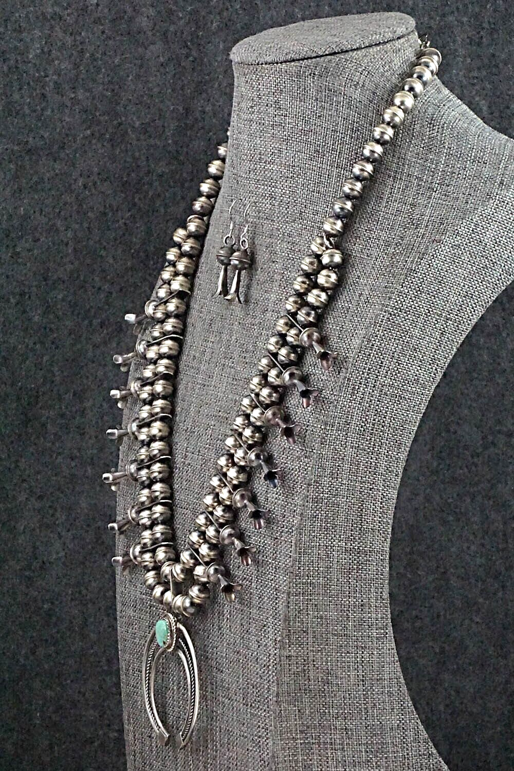 Turquoise & Sterling Silver Squash Blossom Set - Phil Garcia