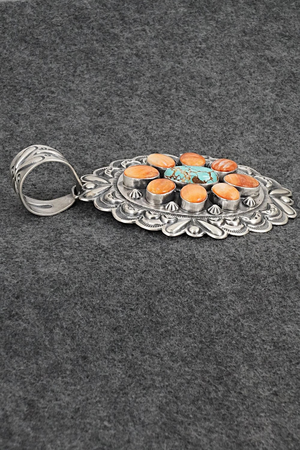 Turquoise, Spiny Oyster & Sterling Silver Pendant - Randy Boyd