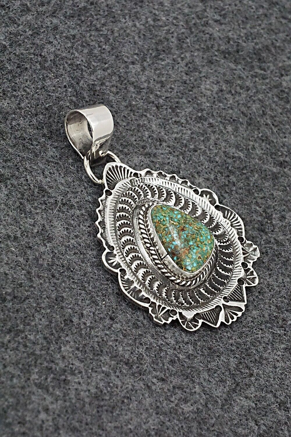 Turquoise & Sterling Silver Pendant - Leonard Maloney