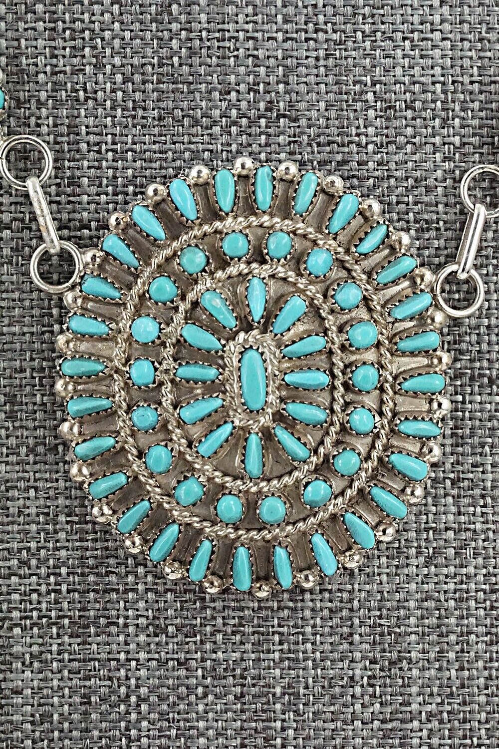 Turquoise & Sterling Silver Necklace and Earrings Set - Vergie Lonjose