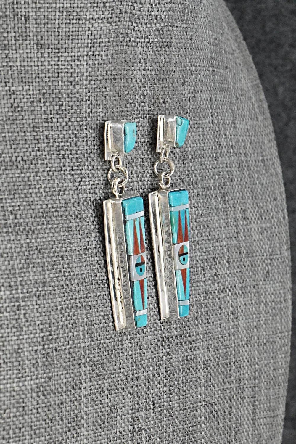 Multi-Stone & Sterling Silver Inlay Earrings - Rayland Edaakie