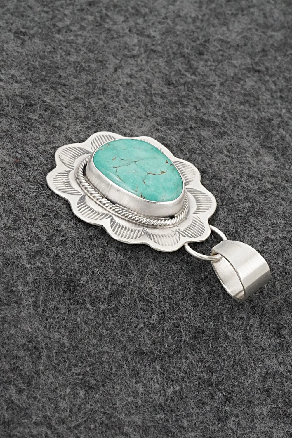 Turquoise & Sterling Silver Pendant - Cordell Platero