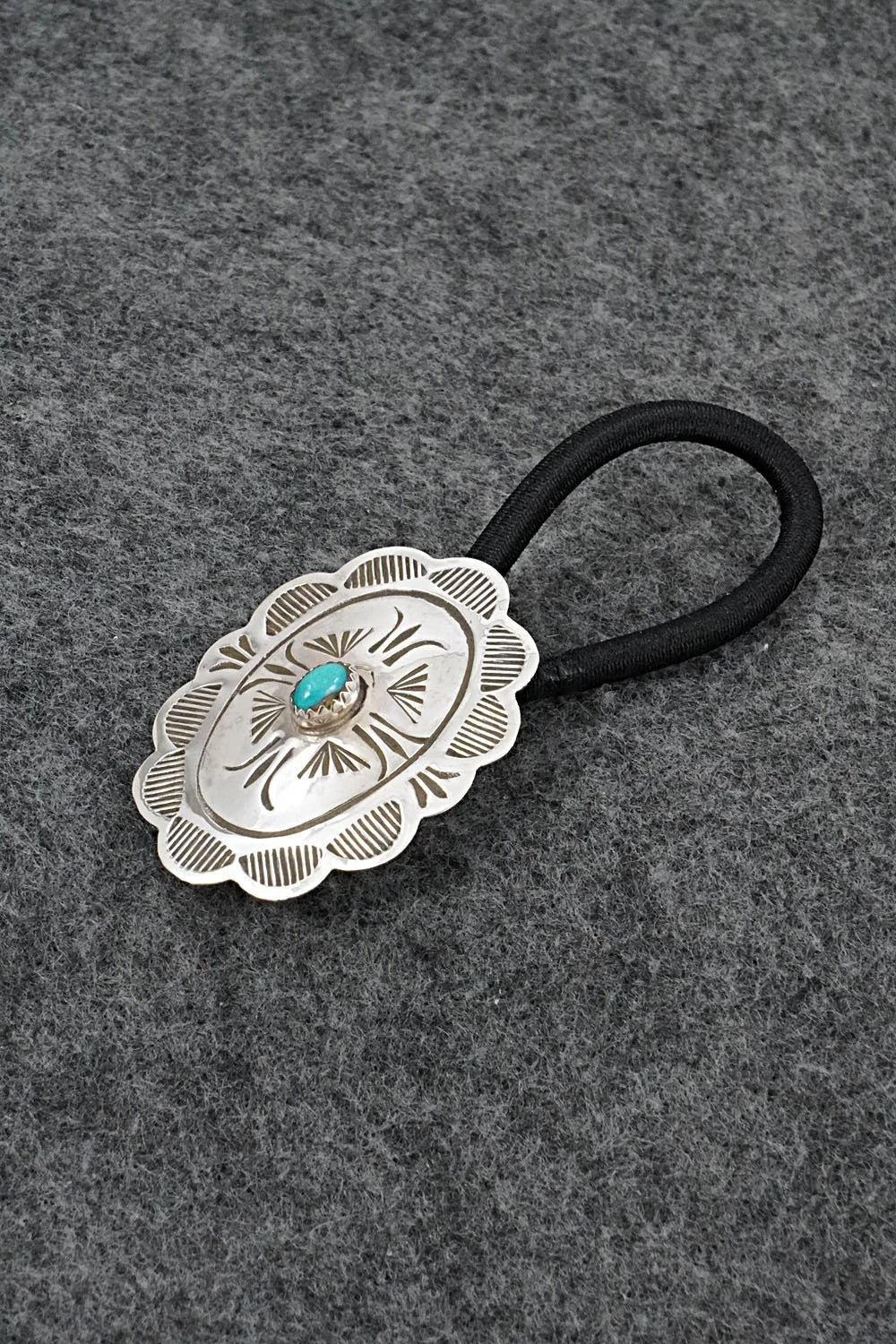 Turquoise & Sterling Silver Hair Tie - Bertha Begay