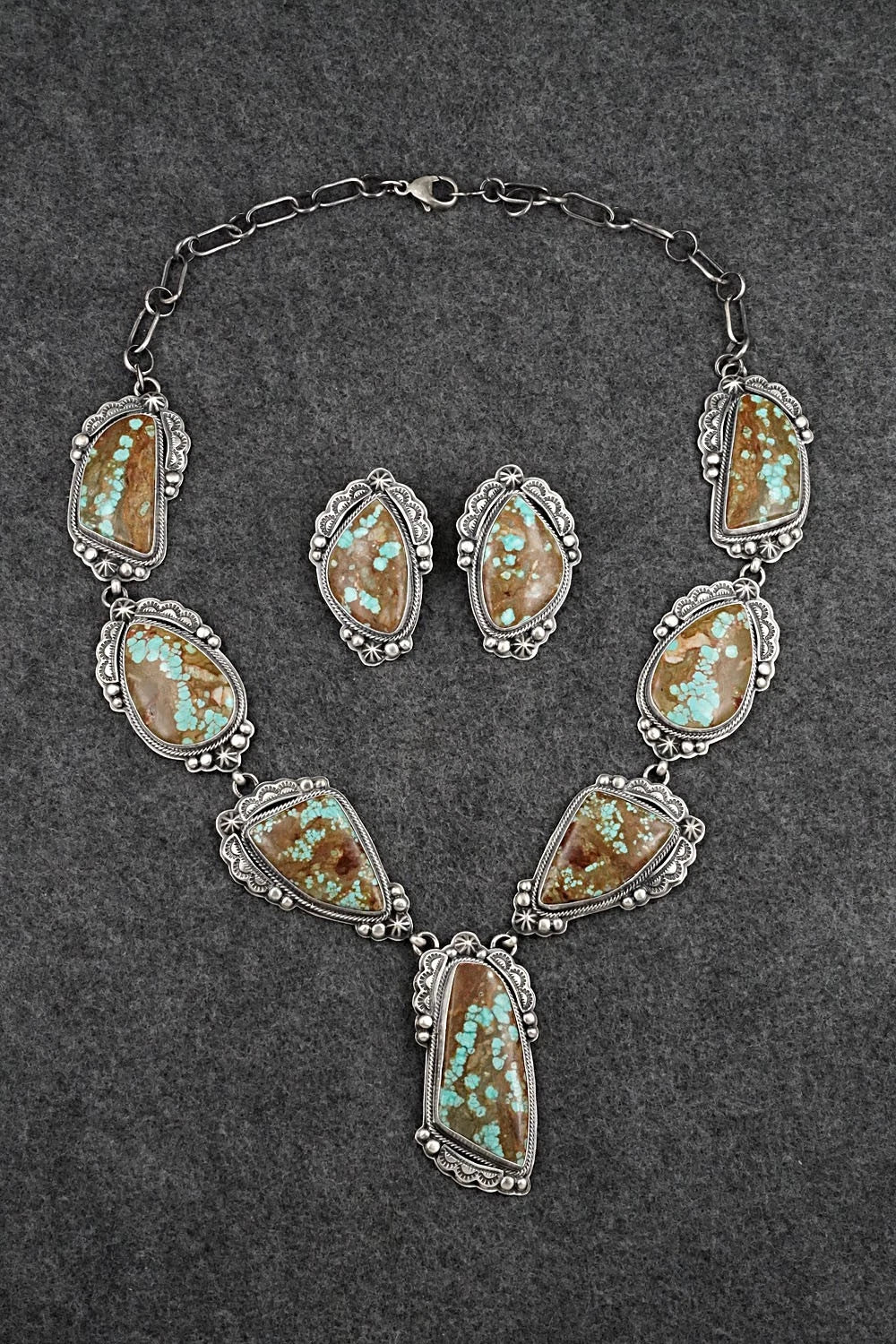 Turquoise & Sterling Silver Necklace and Earrings Set - Randy Boyd