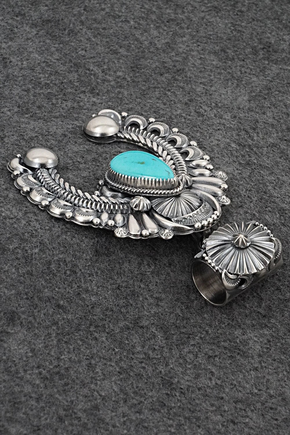Turquoise & Sterling Silver Naja Pendant - Delbert Gordon
