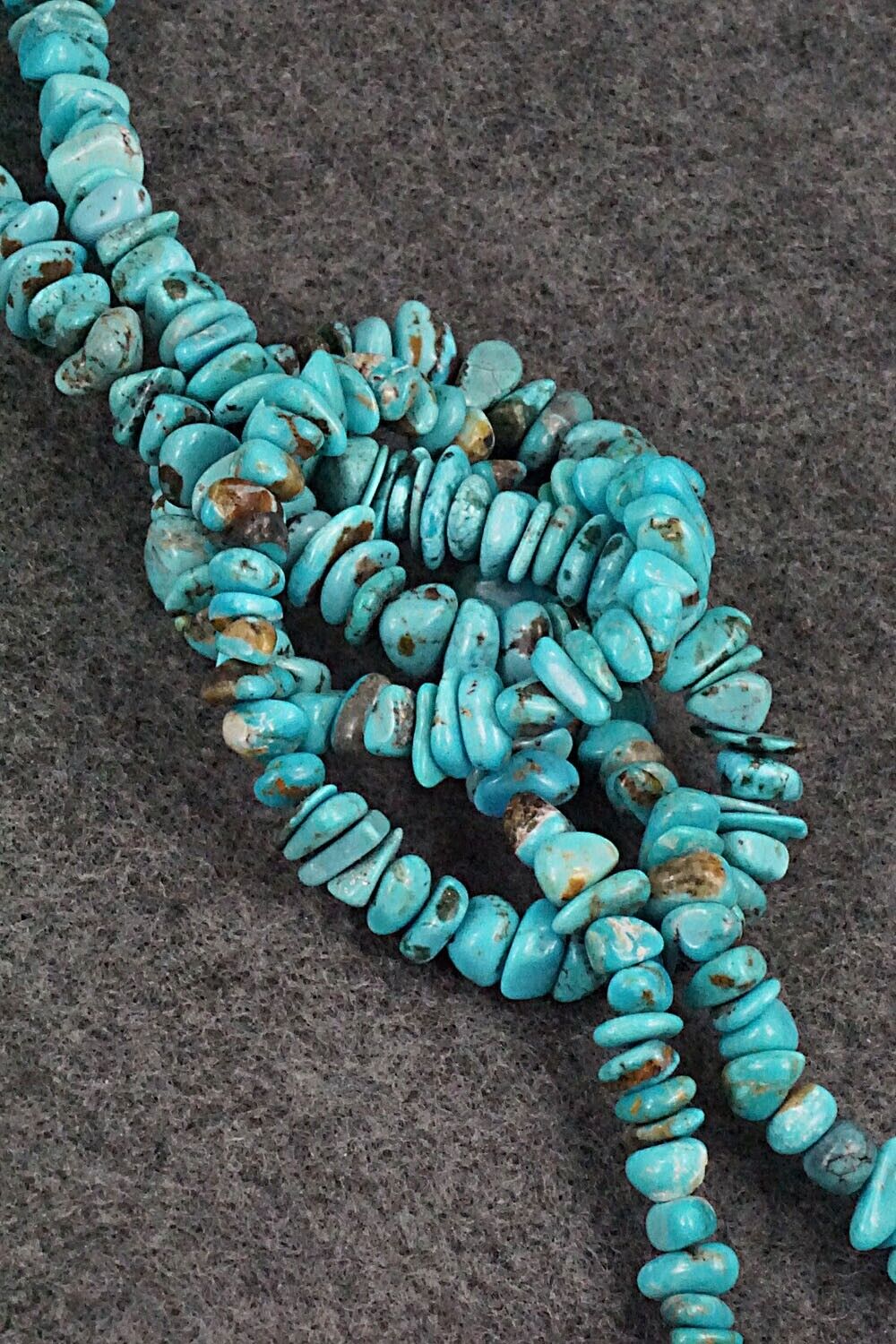 Turquoise & Sterling Silver Necklace 51" - Doreen Jake