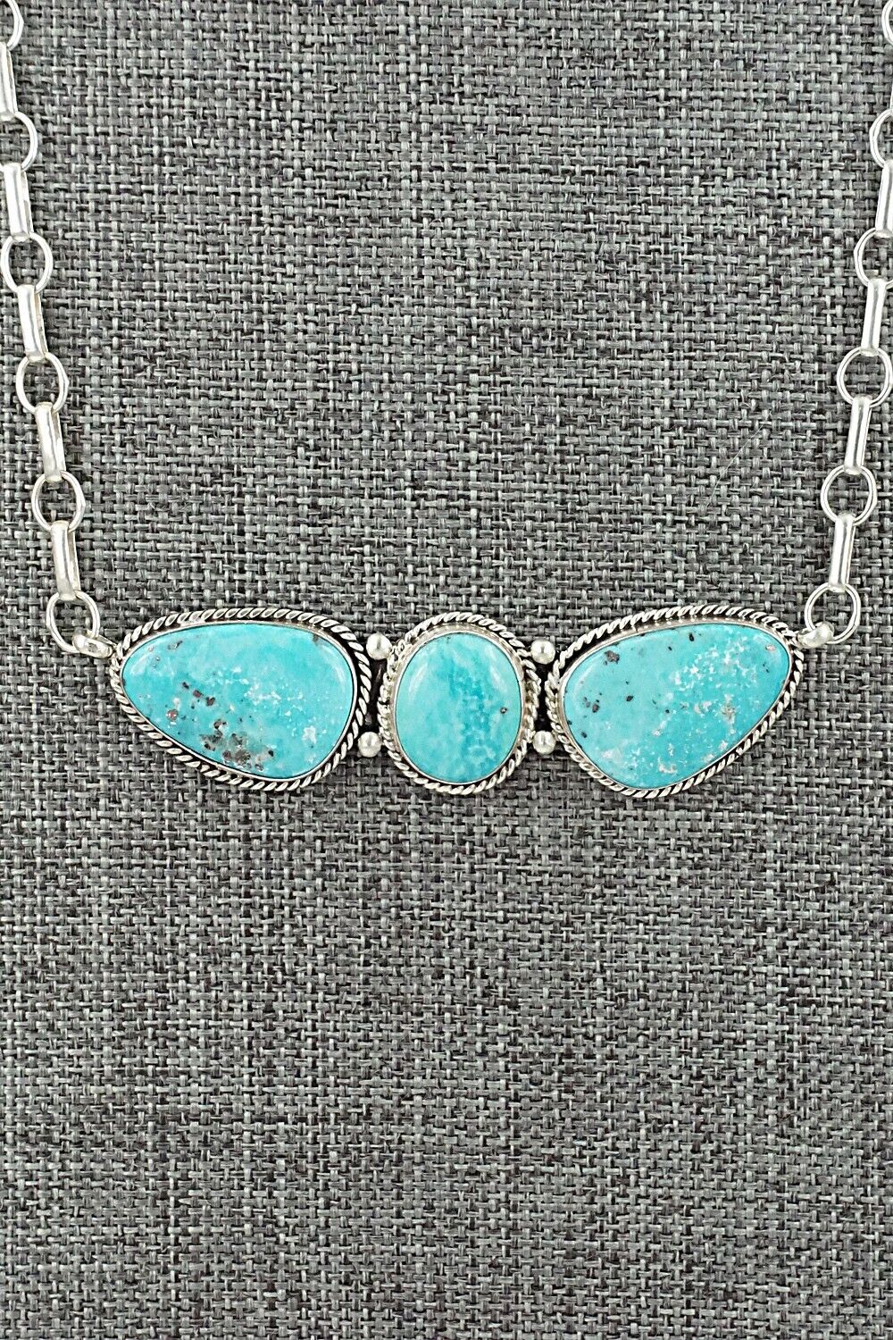 Turquoise & Sterling Silver Necklace and Earrings Set - Rena Begay