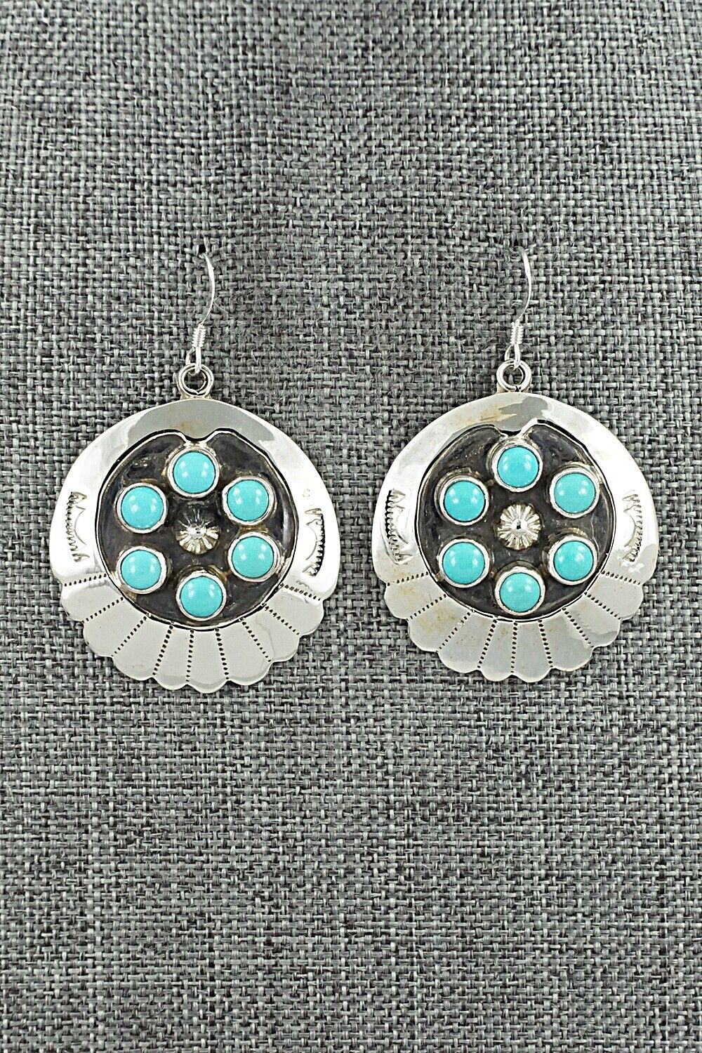 Turquoise & Sterling Silver Earrings - Kenny Lonjose