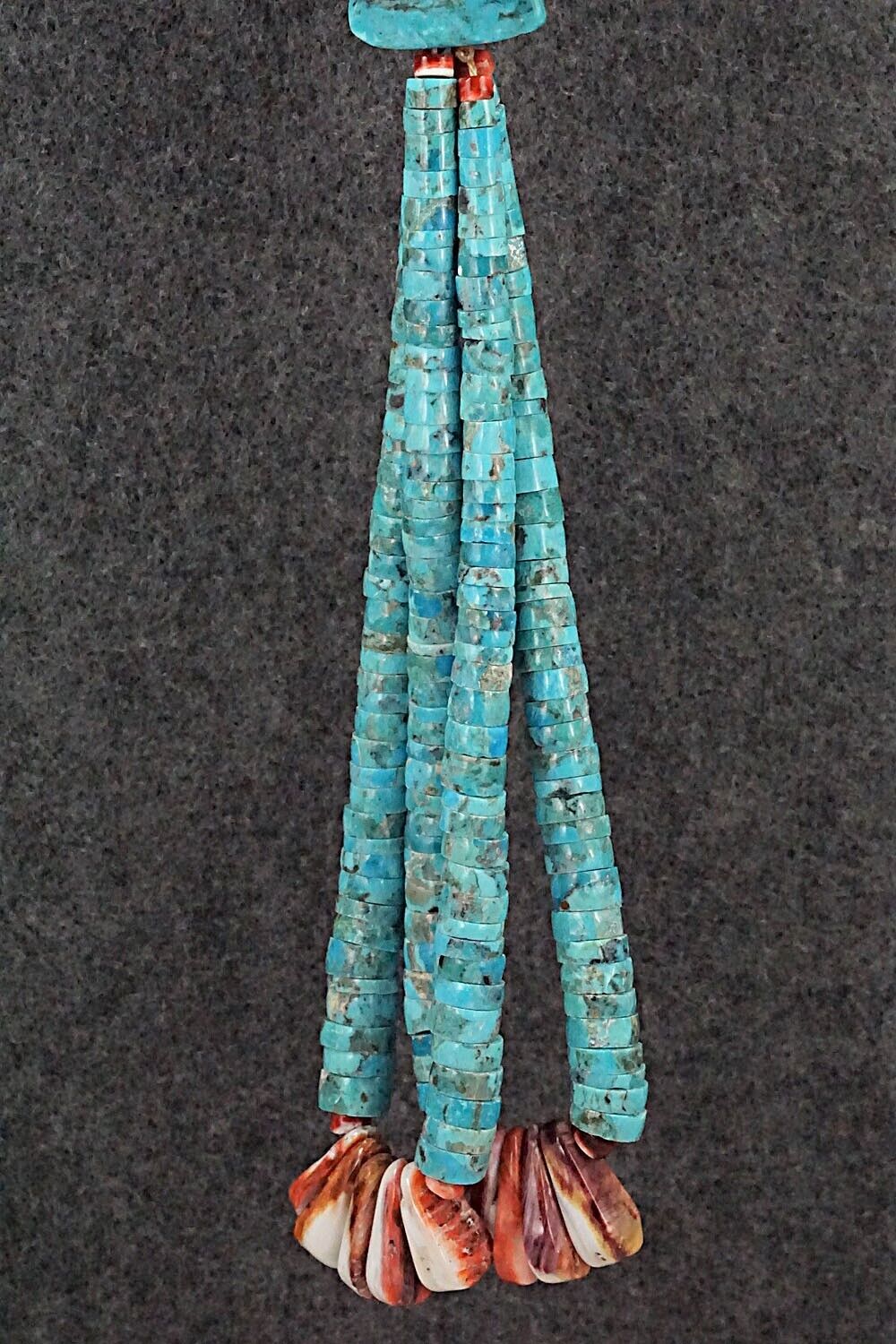 Spiny Oyster, Turquoise & Sterling Silver Necklace - Lupe Lovato