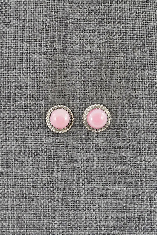 Pink Conch & Sterling Silver Earrings - Esther White