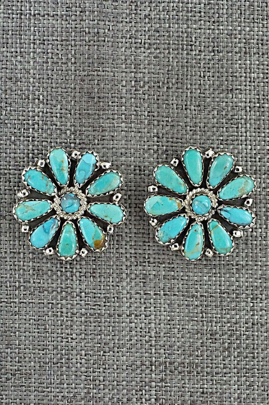 Turquoise and Sterling Silver Earrings - Zeita Begay