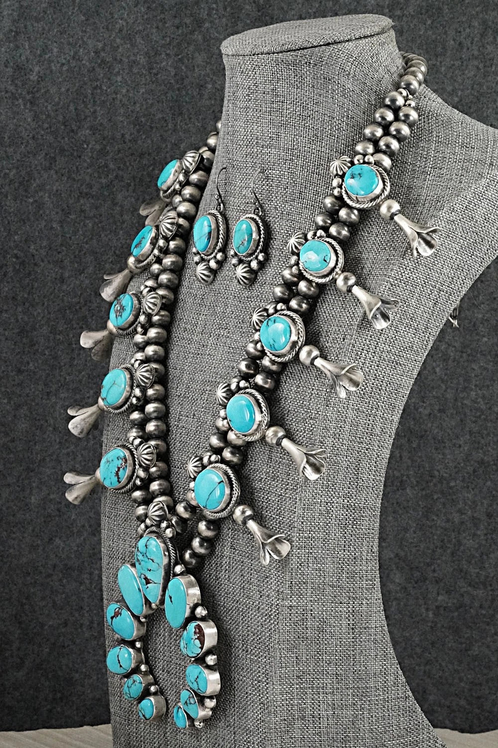 Turquoise & Sterling Silver Squash Blossom Set - Bobby Johnson