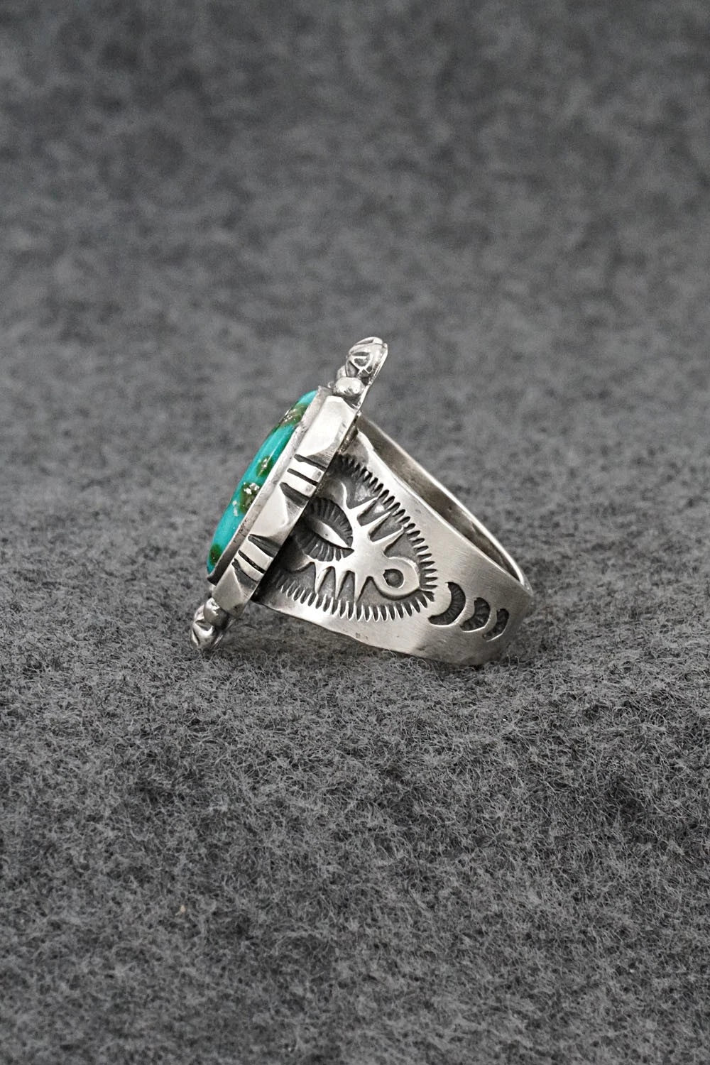 Turquoise & Sterling Silver Ring - Samuel Yellowhair - Size 7.5