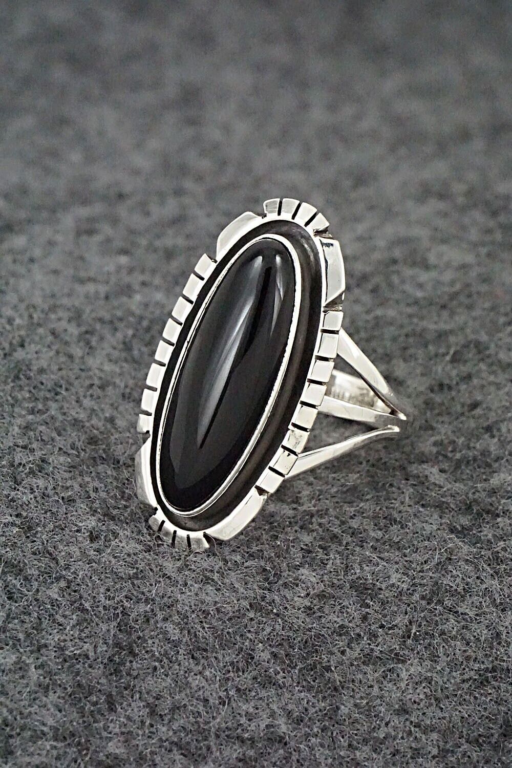Onyx & Sterling Silver Ring - Amos Begay - Size 7.25