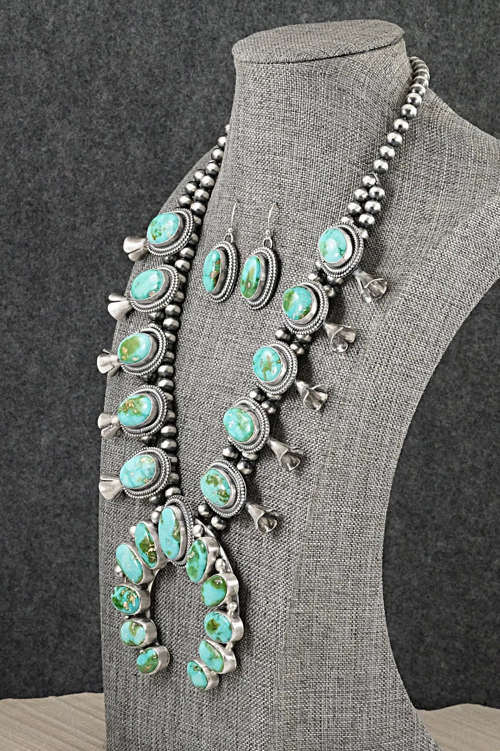 Turquoise & Sterling Silver Squash Blossom Set - Bobby Johnson