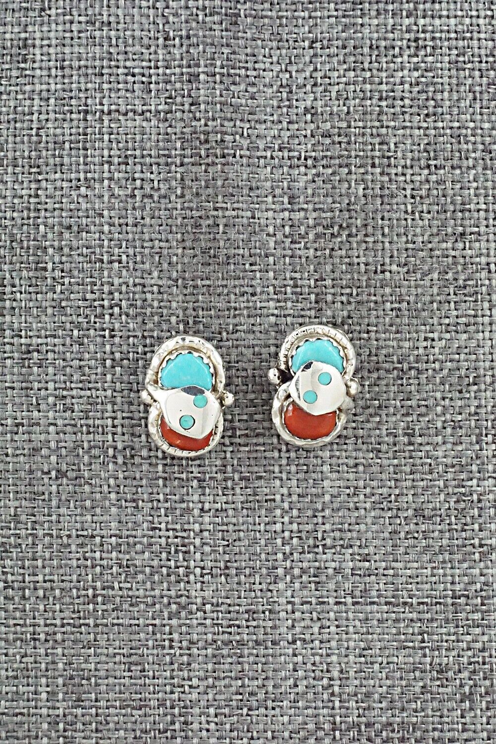 Turquoise, Coral & Sterling Silver Earrings - Joy Calavaza