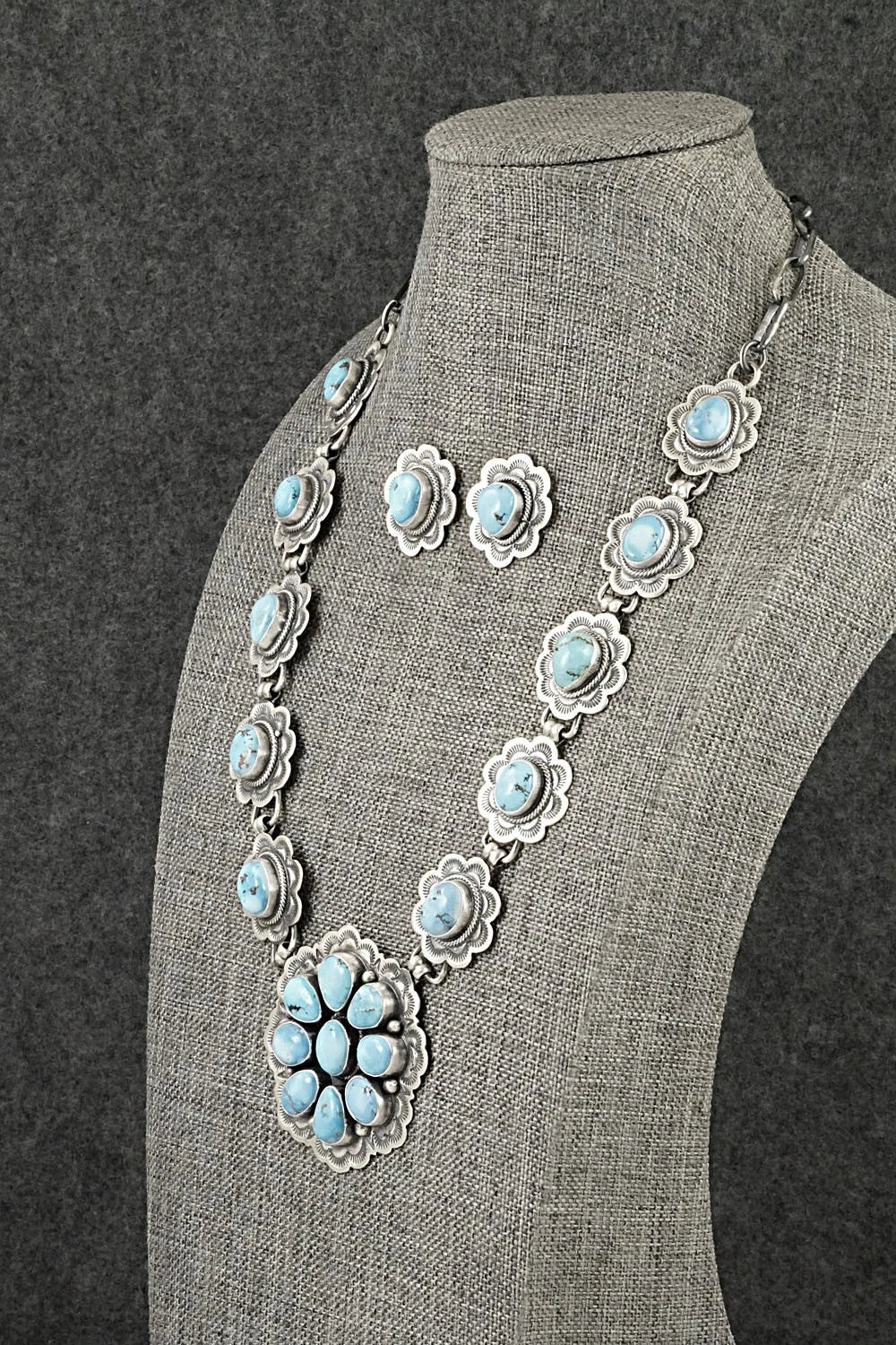 Turquoise & Sterling Silver Necklace and Earrings Set - Mark Yazzie