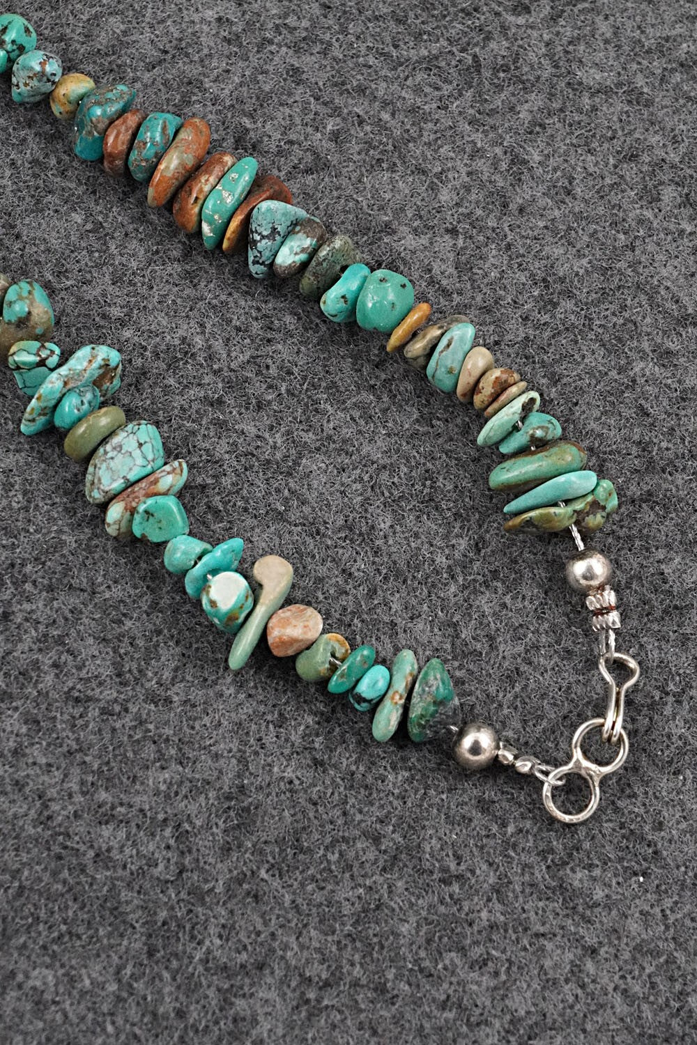 Turquoise & Sterling Silver Necklace 38" - Doreen Jake