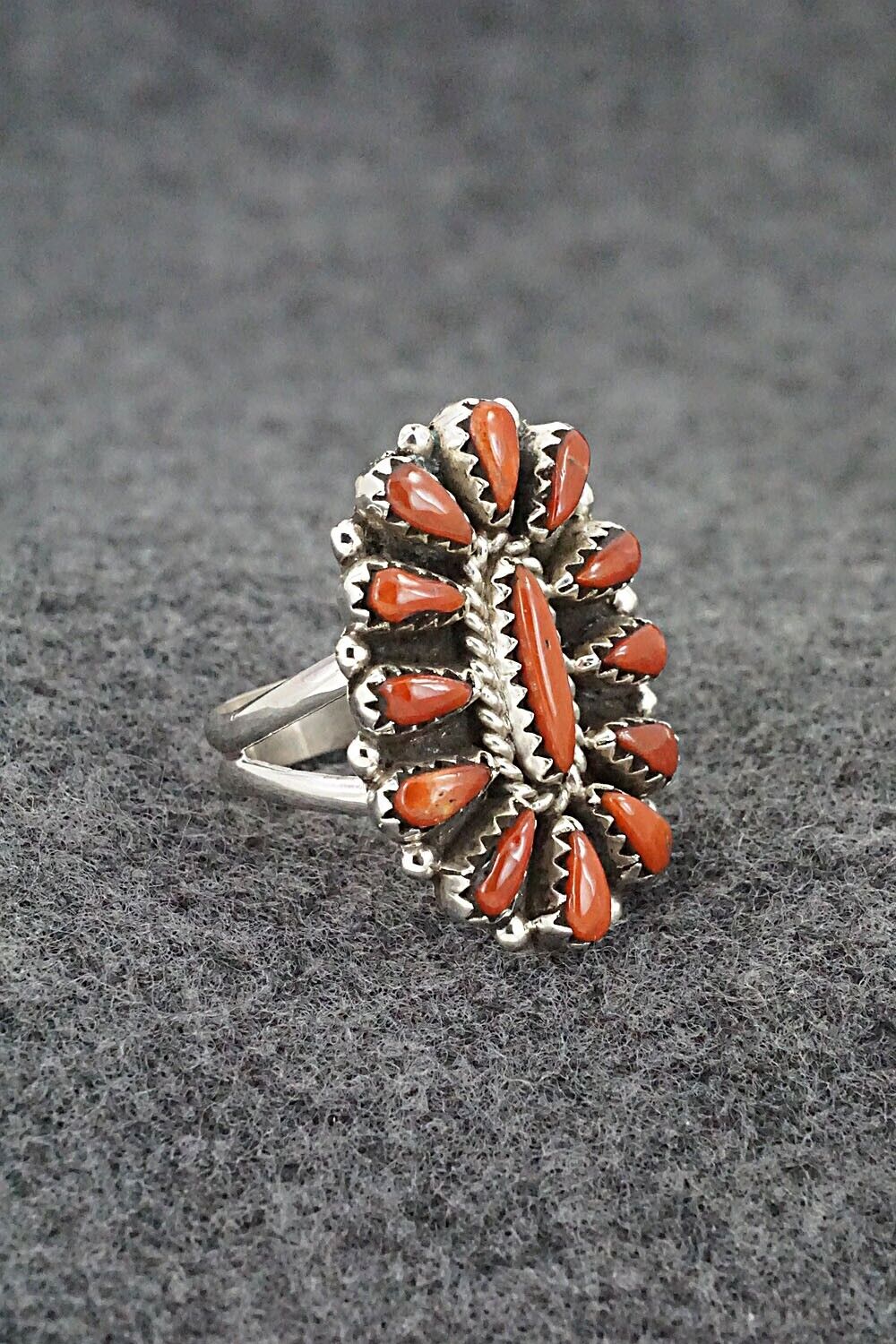 Coral & Sterling Silver Ring - George Gasper - Size 7