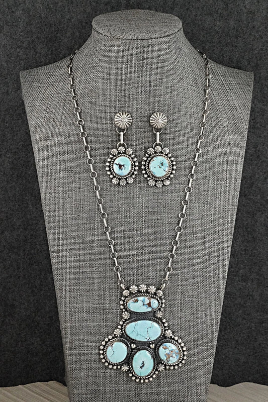 Turquoise & Sterling Silver Necklace and Earrings Set - Jeff James Jr.