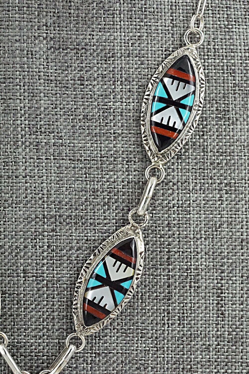 Multi-Stone & Sterling Silver Inlay Necklace Set - Leslie Lamy