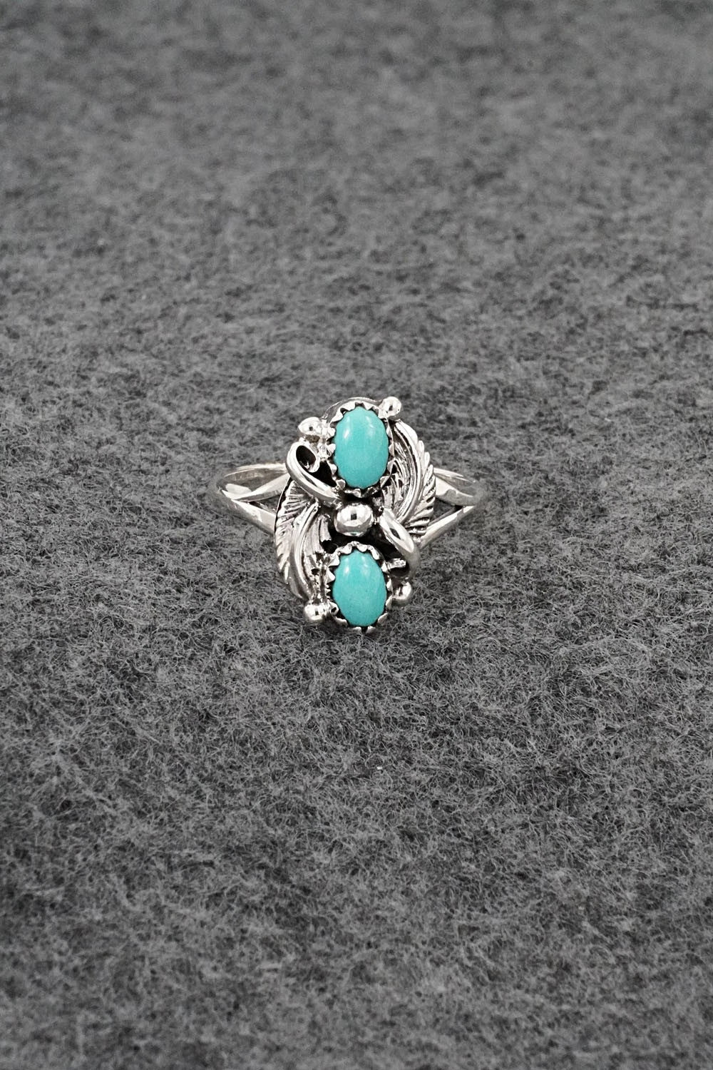 Turquoise and Sterling Silver Ring - Judy Largo - Size 7.5