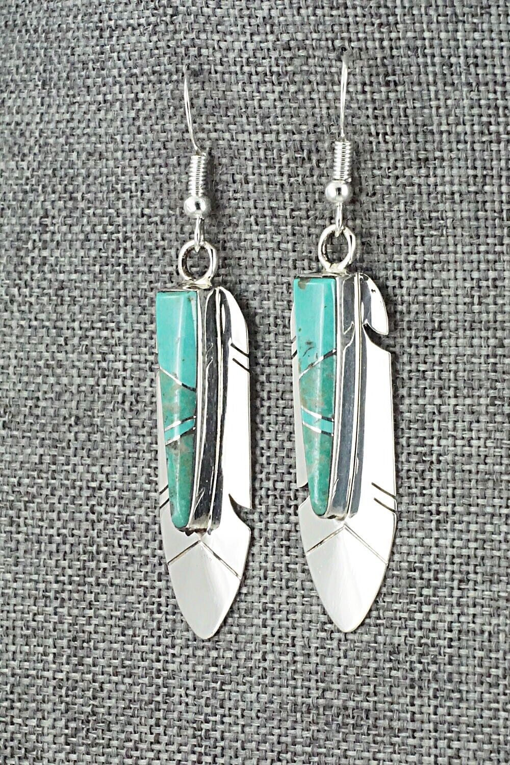 Turquoise & Sterling Silver Inlay Earrings - Marilyn Yazzie