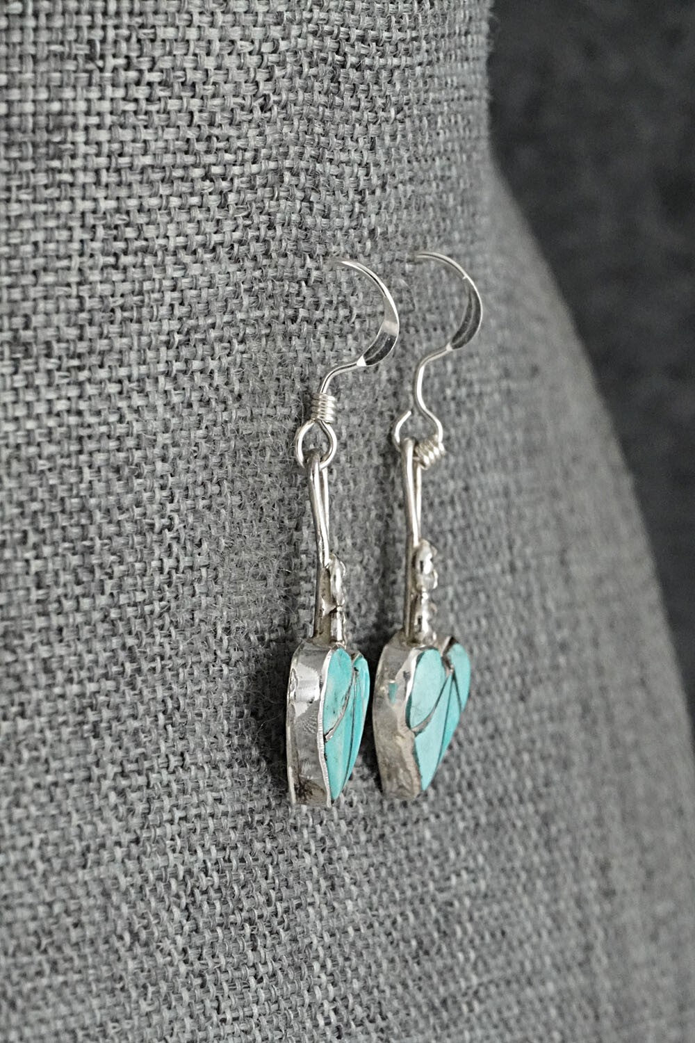 Turquoise Inlay & Sterling Silver Earrings - Ola Eriacho