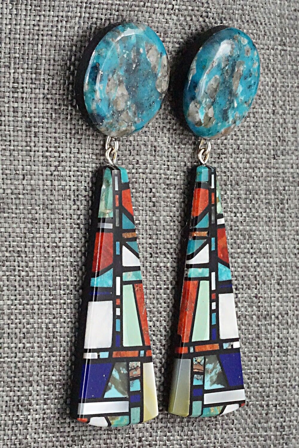 Multi Stone Inlay Earrings - Chris T. Nieto