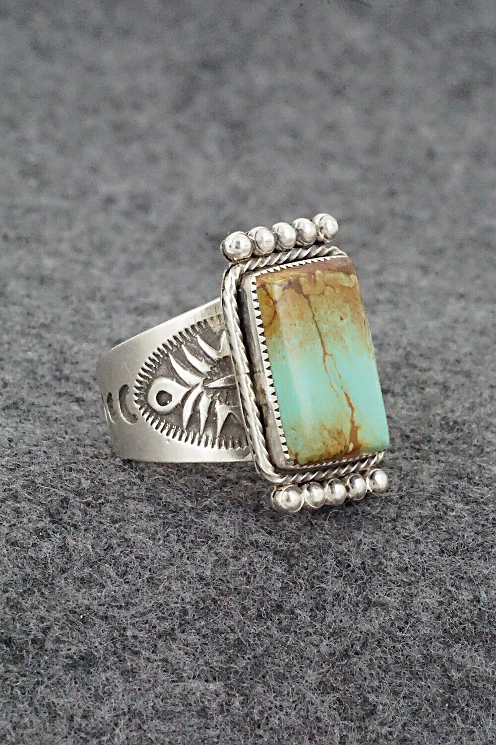 Turquoise & Sterling Silver Ring - Adrienne Gordon - Size 10.25