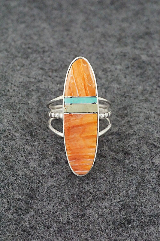 Spiny Oyster, Turquoise & Sterling Silver Ring - Harold Smith - Size 6.25