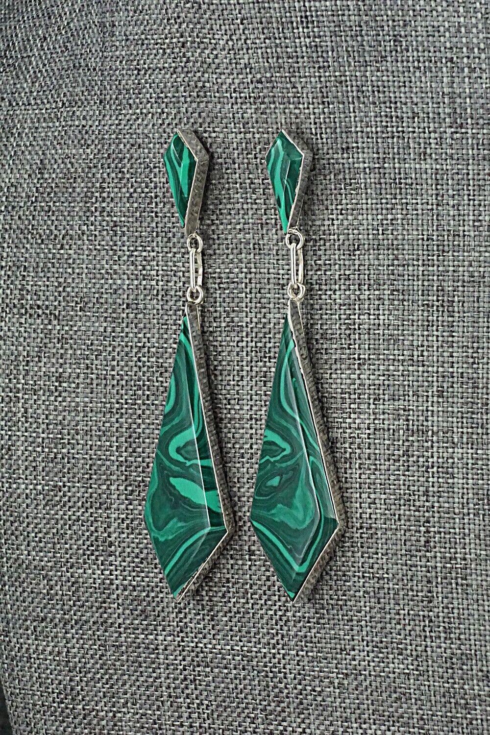 Malachite & Sterling Silver Earrings - Bryant Othole