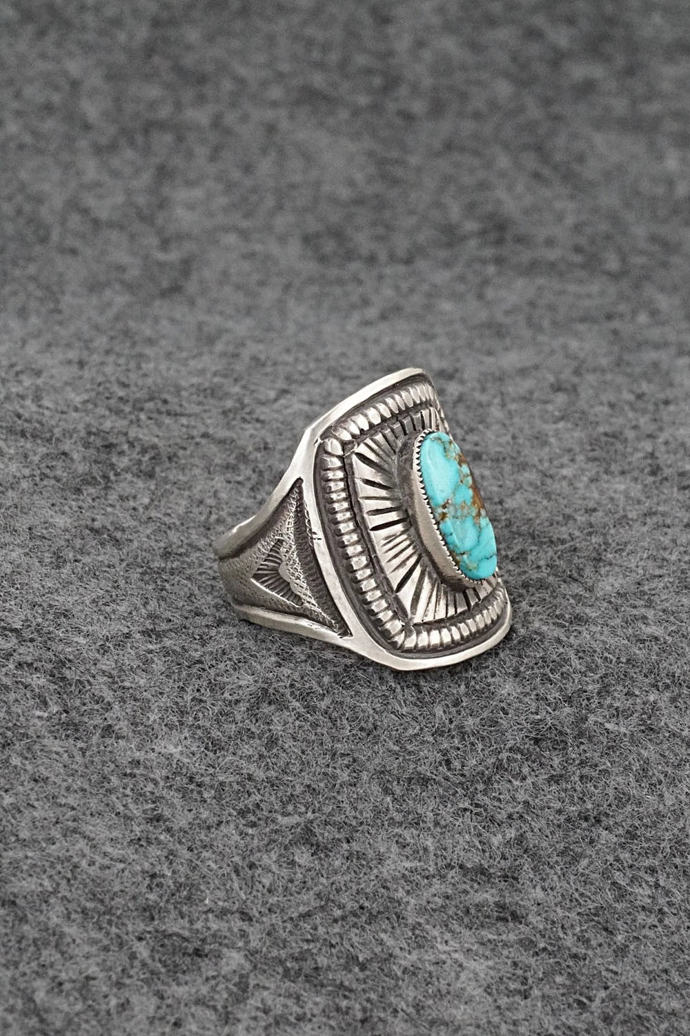 Turquoise & Sterling Silver Ring - Calvin Martinez - Size 8