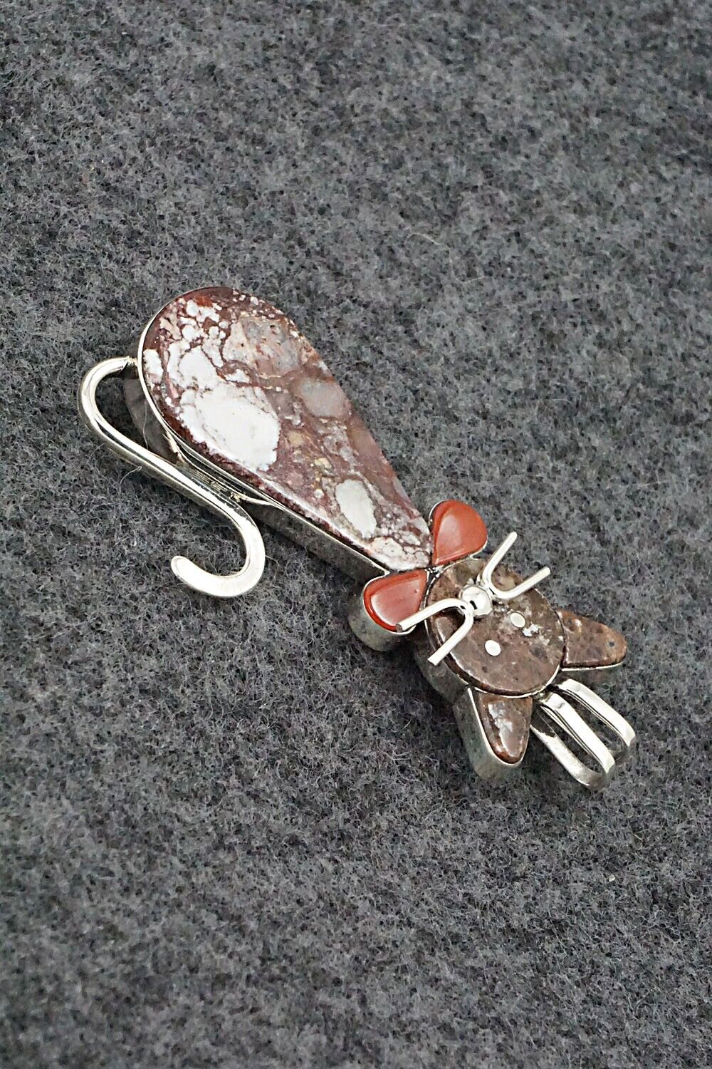 Wild Horse, Coral & Sterling Silver Pendant - Leavus Ahiyite