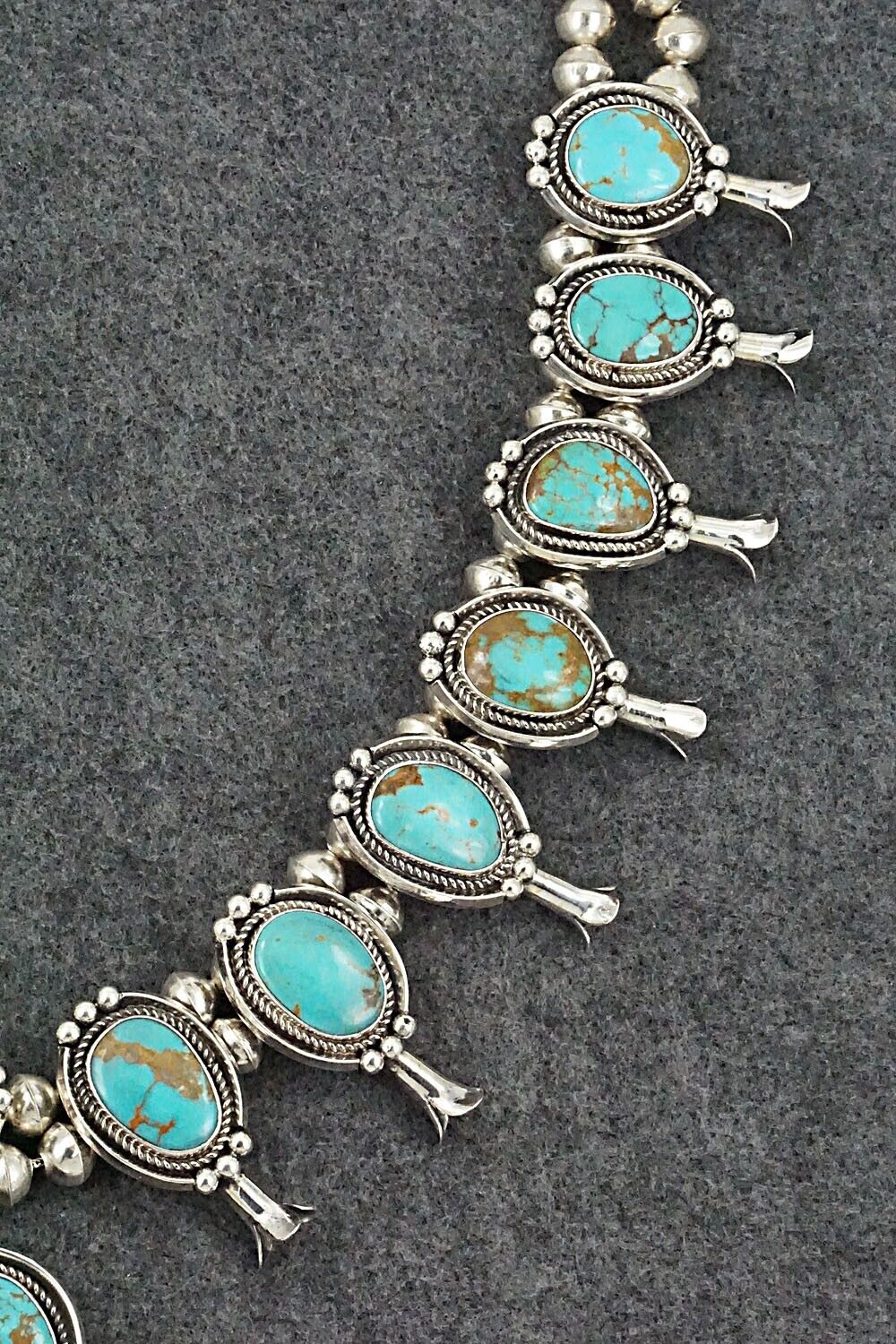 Turquoise & Sterling Silver Squash Blossom Set - Mike Platero