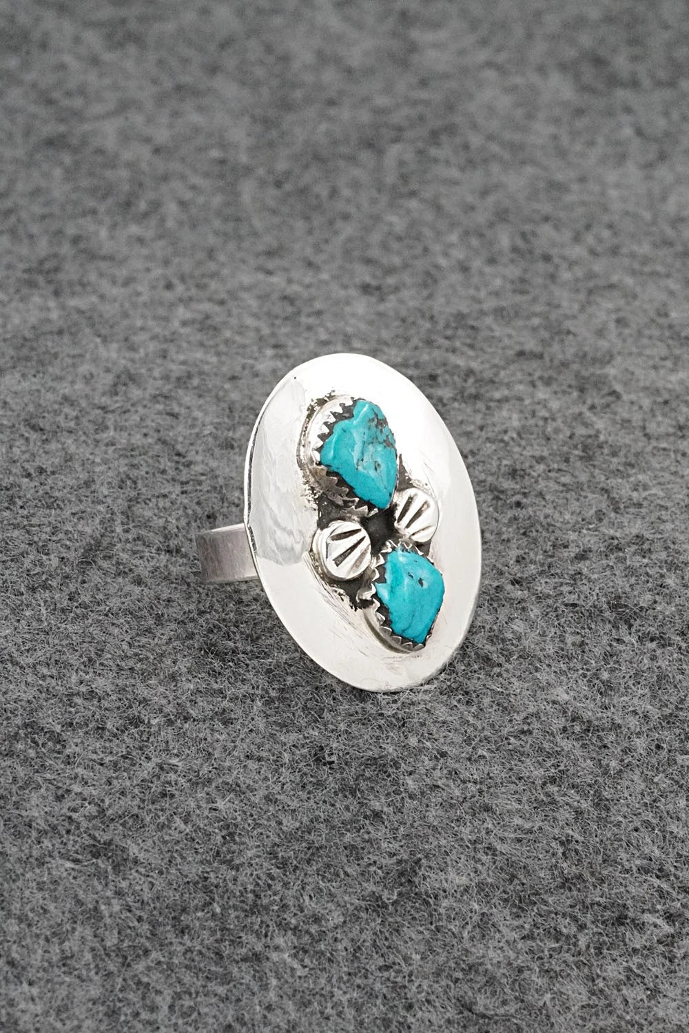 Turquoise & Sterling Silver Ring - Priscilla Reeder - Size 7.5