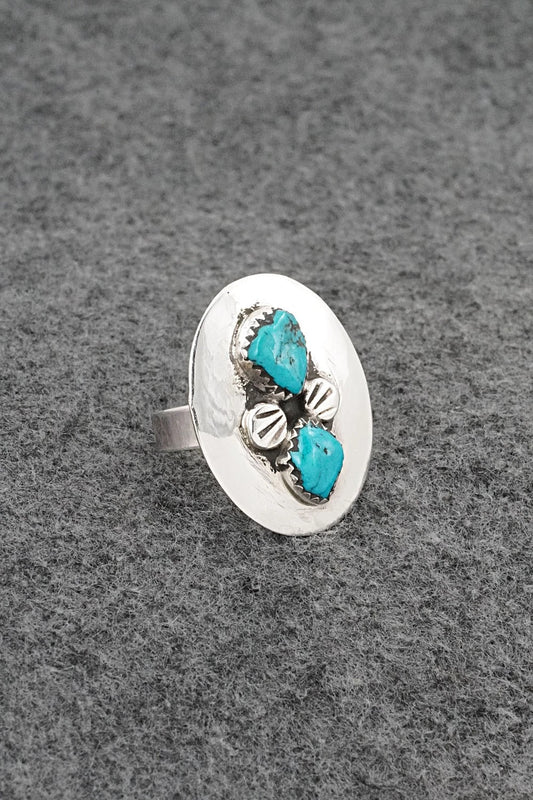 Turquoise & Sterling Silver Ring - Priscilla Reeder - Size 7.5