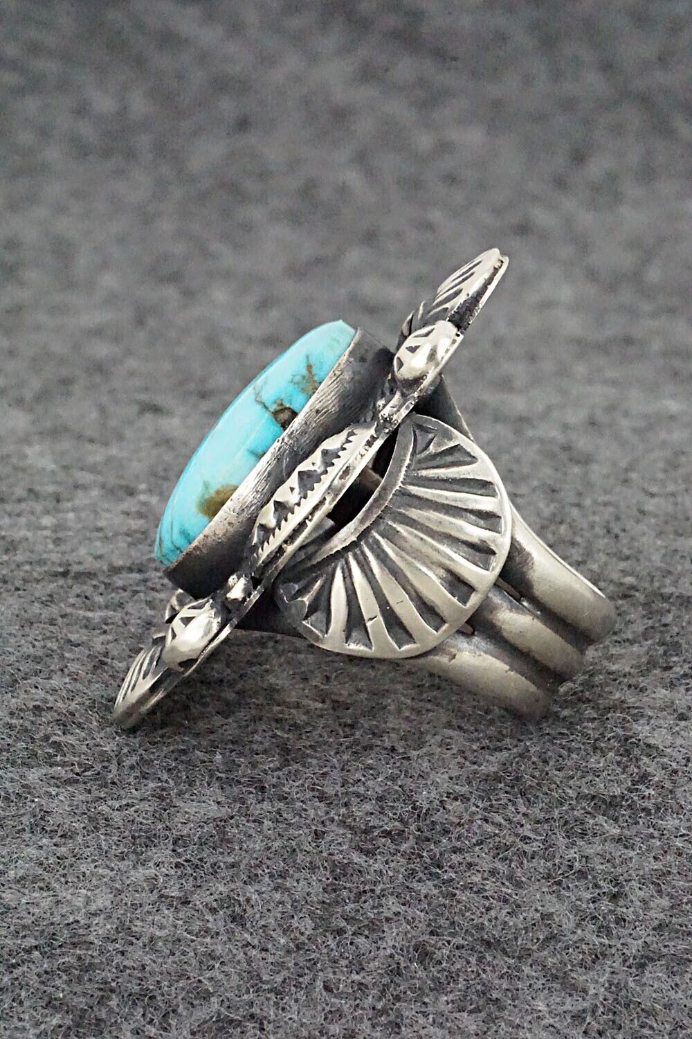 Turquoise & Sterling Silver Ring - Gilbert Tom - Size 9