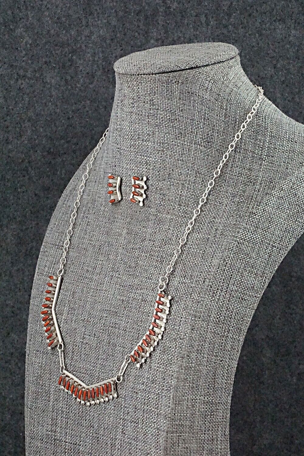 Coral & Sterling Silver Necklace Set - M. Solomon