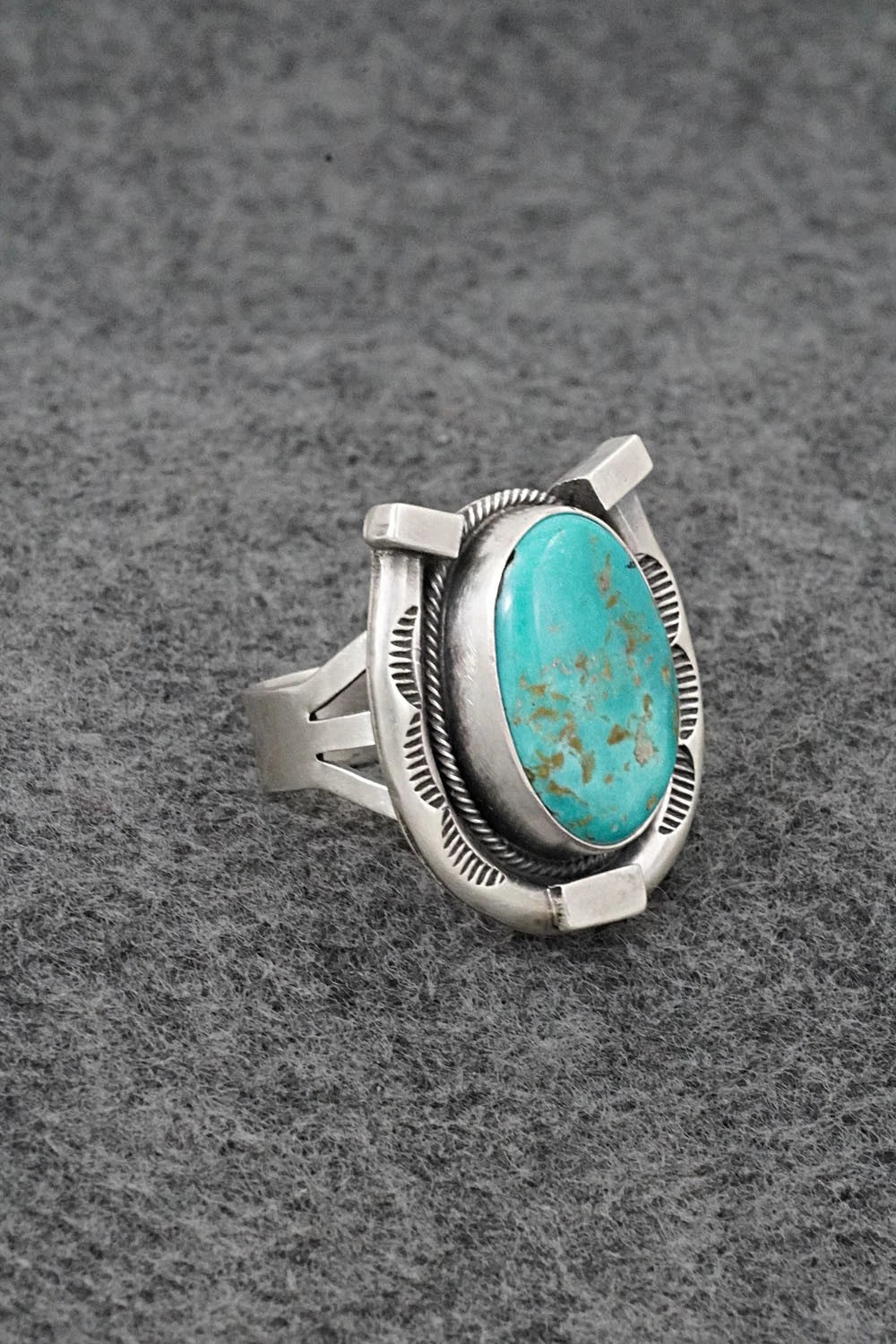 Turquoise & Sterling Silver Ring - Bobby Johnson - Size 8.5