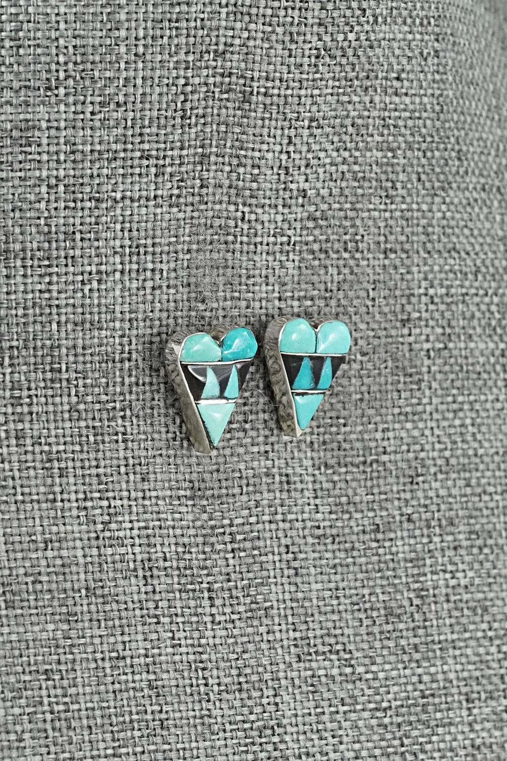 Turquoise, Onyx & Sterling Silver Earrings - Carol Vacit