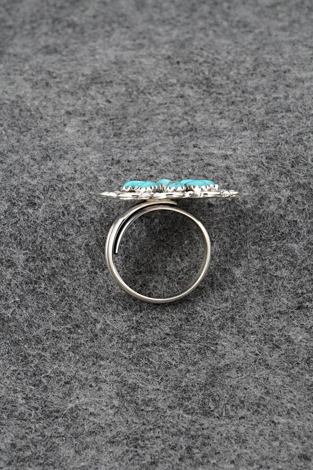 Turquoise & Sterling Silver Ring - Gerald Mitchell - Size Adjustable