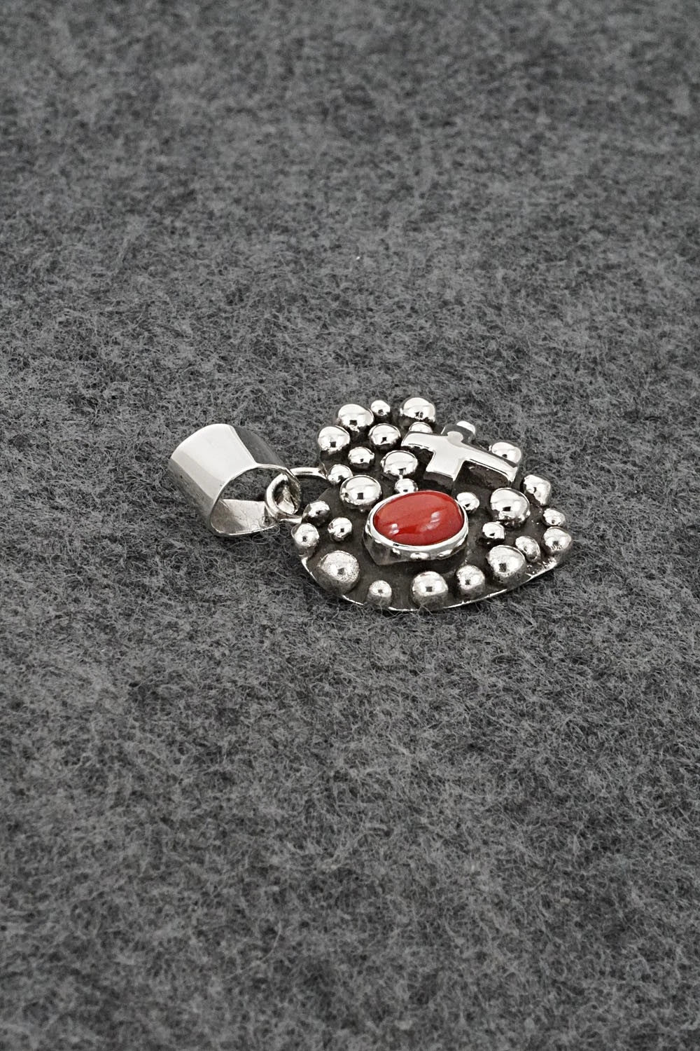 Coral & Sterling Silver Pendant - Raymond Coriz