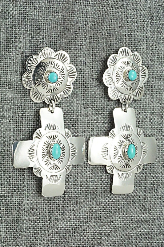 Turquoise and Sterling Silver Earrings - Bertha Begay