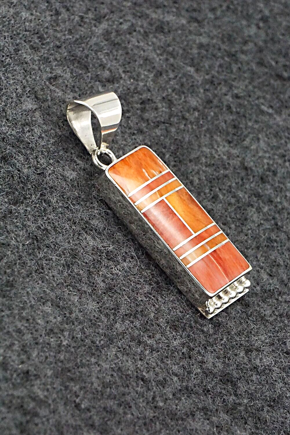 Spiny Oyster & Sterling Silver Pendant - Curtis Manygoats