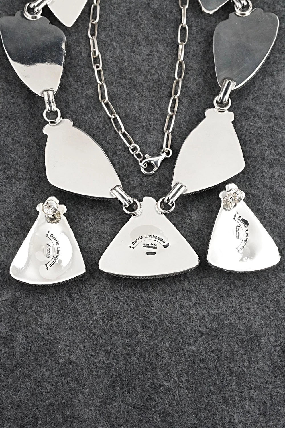 Turquoise & Sterling Silver Necklace and Earrings Set - Darrin Livingston