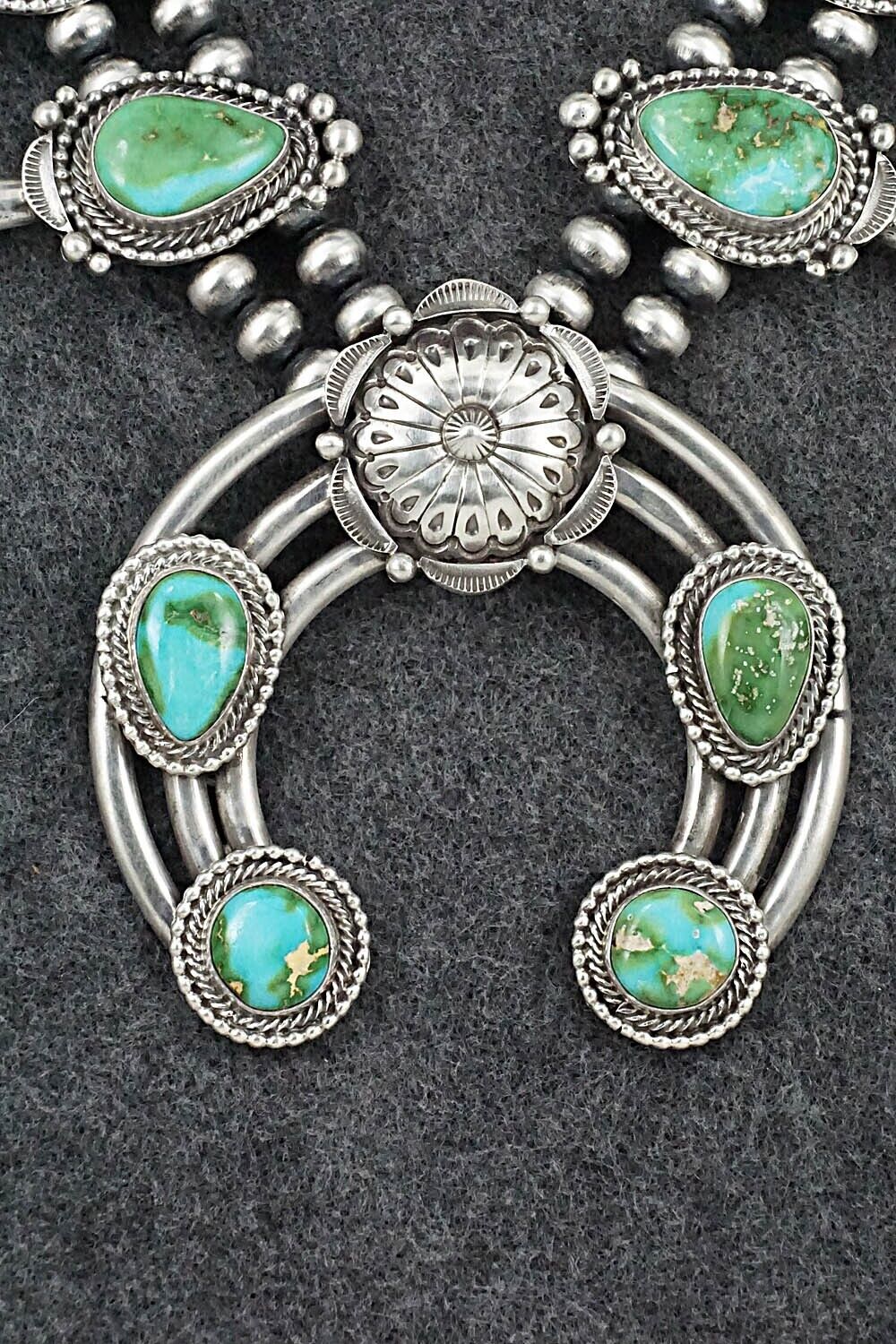 Turquoise & Sterling Silver Squash Blossom Set - Tom Lewis