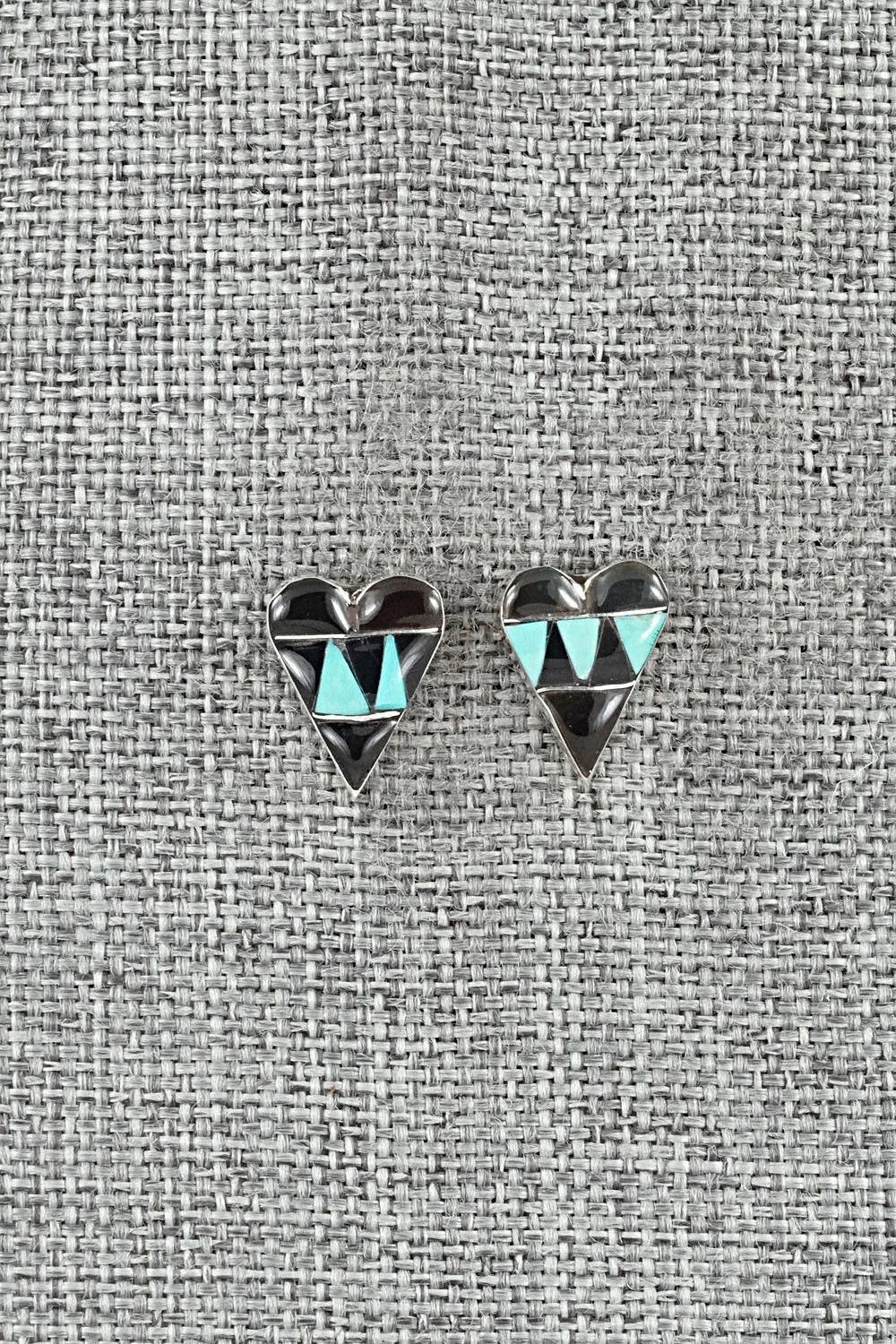 Turquoise, Onyx & Sterling Silver Earrings - Carol Vacit