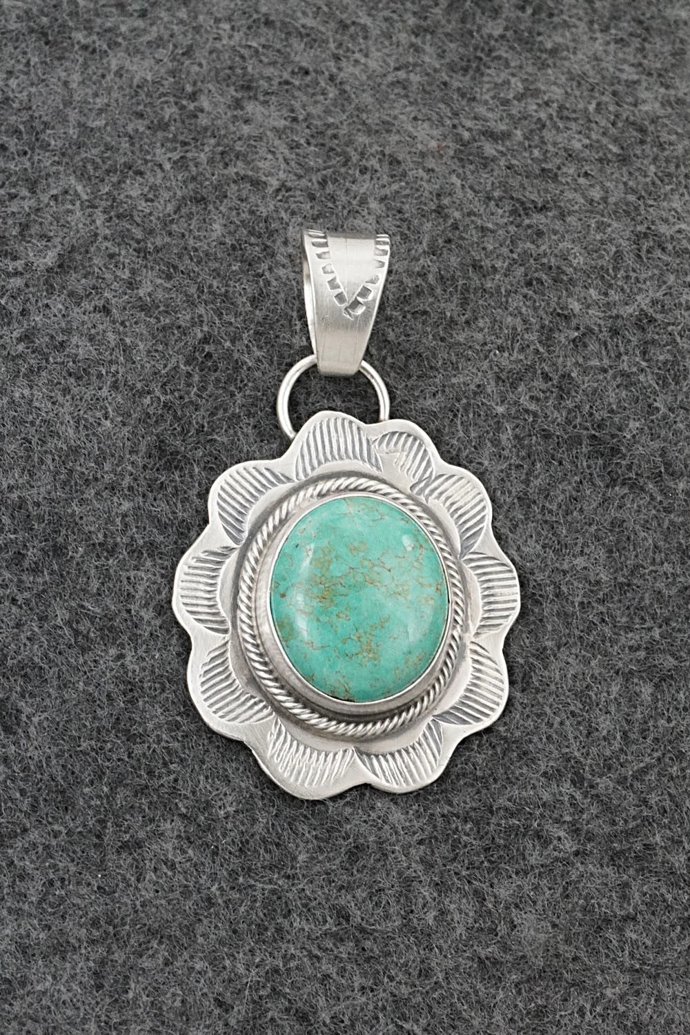Turquoise & Sterling Silver Pendant - Cordell Platero